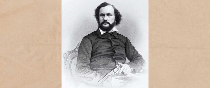 engraving of samuel colt with one of his revolvers