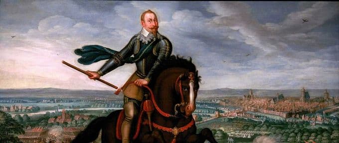 Gustavus Adolphus on a horse at Breitenfeld