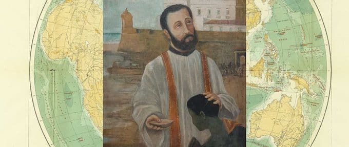 Portrait of saint Peter Claver with a young slave